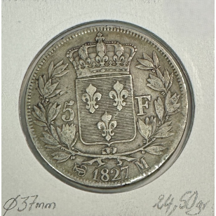 5 FRANCS CHARLES X (1827 M) Pièce de Monnaie en Argent //... 2