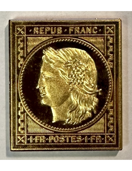 Lingot argent doré or fin - Réplique du Timbre (CERES) REF S
