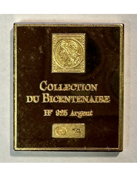 Lingot argent doré or fin - Réplique du Timbre (CERES) REF S