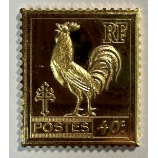 Lingot argent doré or fin - Réplique du Timbre (COQ) REF R