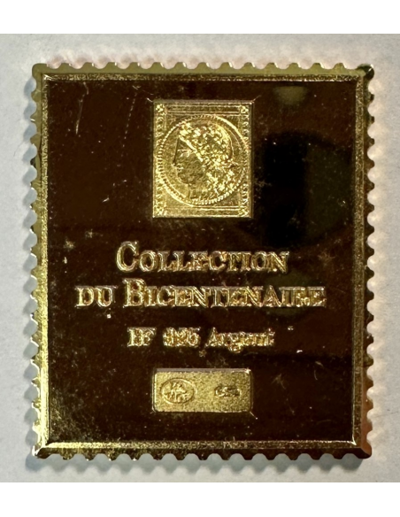Lingot argent doré or fin - Réplique du Timbre (COQ) REF R