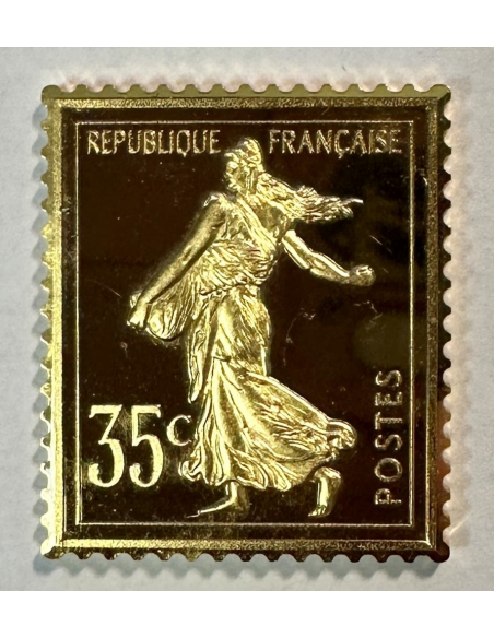 Lingot argent doré or fin - Réplique du Timbre (SEMEUSE) REF T