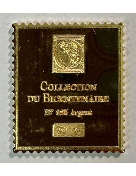 Lingot argent doré or fin - Réplique du Timbre (SEMEUSE) REF T