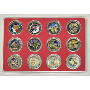 LOT DE 12 PIECES DE 2 EUROS COLORISEES DIFFERENTES //...