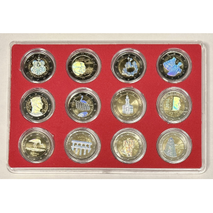 LOT DE 12 PIECES DE 2 EUROS COLORISEES DIFFERENTES //...