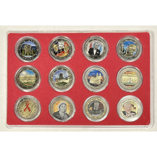 LOT DE 12 PIECES DE 2 EUROS COLORISEES DIFFERENTES //...