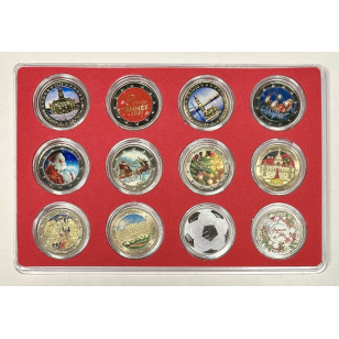 LOT DE 12 PIECES DE 2 EUROS COLORISEES DIFFERENTES //...