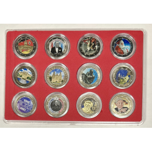 LOT DE 12 PIECES DE 2 EUROS COLORISEES DIFFERENTES //...