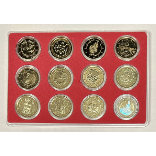 LOT DE 12 PIECES DE 2 EUROS COLORISEES DIFFERENTES //...