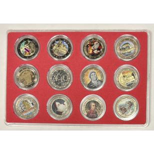 LOT DE 12 PIECES DE 2 EUROS COLORISEES DIFFERENTES //...