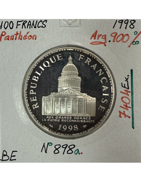 100 FRANCS PANTHEON - 1998 - Pièce de monnaie en Argent // BE