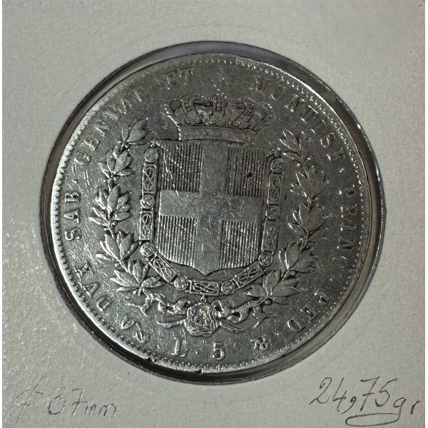 ITALIE - 5 LIRE 1859 - SARDAIGNE -...