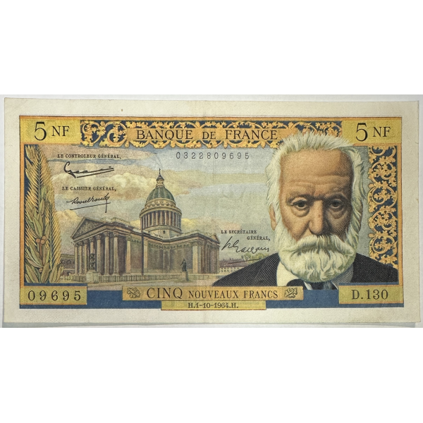 5 NOUVEAUX FRANCS VICTOR HUGO -...