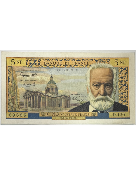 5 NOUVEAUX FRANCS VICTOR HUGO - 01.10.1964 - Billet de banque français (TB)