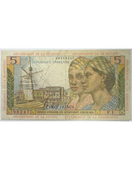 INSTITUT D'EMISSION D'OUTRE-MER (5 FRANCS 1964) GUYANE GUADELOUPE MARTINIQUE