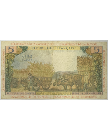 INSTITUT D'EMISSION D'OUTRE-MER (5 FRANCS 1964) GUYANE GUADELOUPE MARTINIQUE