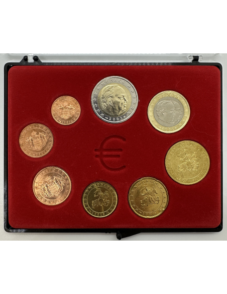 MONACO 2001 - SERIE COMPLETE D'EURO DE CIRCULATION - QUALITE : TTB - EN COFFRET