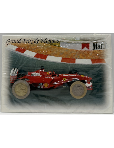 Monaco - 2 Pièces (2 Euro + 1 Euro 2002 sur Carte Postale) GRAND PRIX DE MONACO