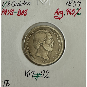 PAYS-BAS - 1/2 GULDEN 1859 - Pièce de Monnaie en Argent...