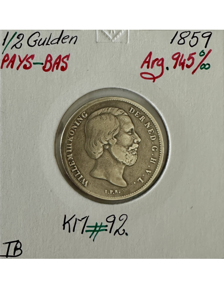 PAYS-BAS - 1/2 GULDEN 1859 - Pièce de Monnaie en Argent // Qualité : TB