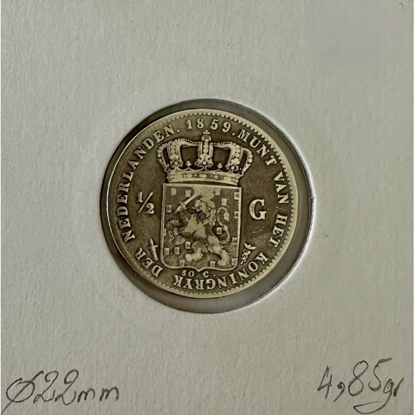 PAYS-BAS - 1/2 GULDEN 1859 - Pièce de...