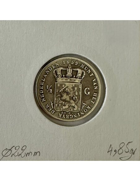 PAYS-BAS - 1/2 GULDEN 1859 - Pièce de Monnaie en Argent // Qualité : TB