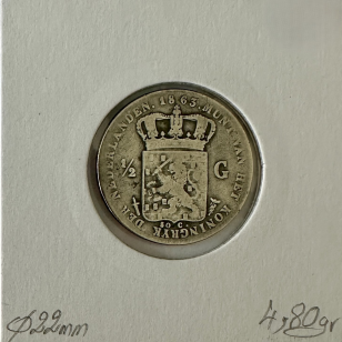PAYS-BAS - 1/2 GULDEN 1863 - Pièce de Monnaie en Argent... 2