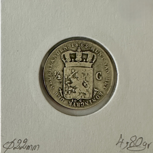 PAYS-BAS - 1/2 GULDEN 1863 - Pièce de...