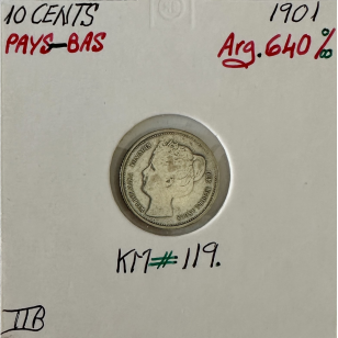 PAYS-BAS - 10 CENTS 1901 - Pièce de Monnaie en Argent // TTB