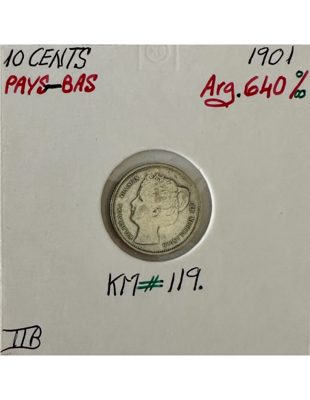 PAYS-BAS - 10 CENTS 1901 - Pièce de Monnaie en Argent // TTB