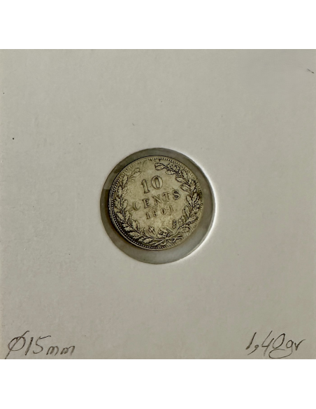 PAYS-BAS - 10 CENTS 1901 - Pièce de Monnaie en Argent // TTB