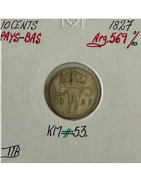 PAYS-BAS - 10 CENTS 1827 - Pièce de Monnaie en Argent // TTB
