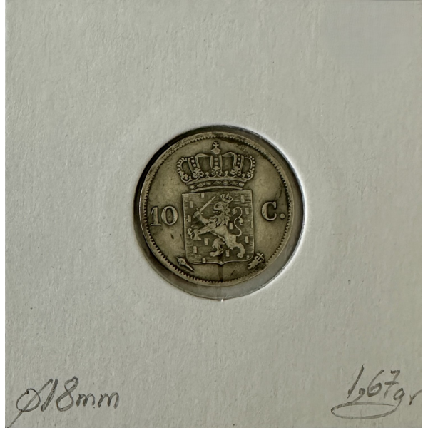 PAYS-BAS - 10 CENTS 1828 - Pièce de...