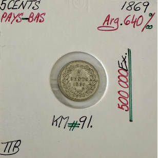 PAYS-BAS - 5 CENTS 1869 - Pièce de Monnaie en Argent //...