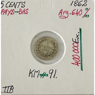 PAYS-BAS - 5 CENTS 1862 - Pièce de Monnaie en Argent //...