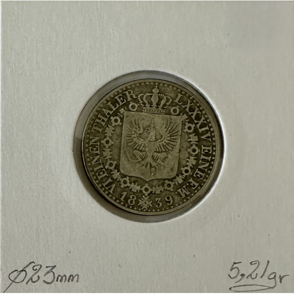 ALLEMAGNE PRUSSE - 1/6 THALER 1839 A...