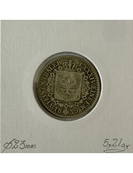 ALLEMAGNE PRUSSE - 1/6 THALER 1839 A - Pièce de Monnaie en Argent // TTB