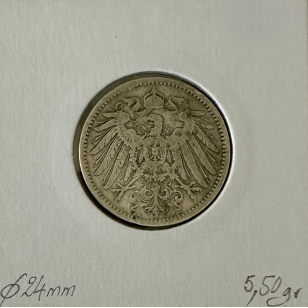 ALLEMAGNE - 1 MARK - 1891 A - Pièce de Monnaie en Argent... 2