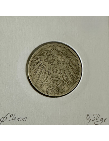 ALLEMAGNE - 1 MARK - 1891 A - Pièce de Monnaie en Argent // Qualité : TB