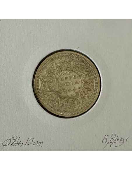 INDE BRITANNIQUE - 1/2 ROUPIE 1944 - Monnaie en Argent // Qualité : TTB