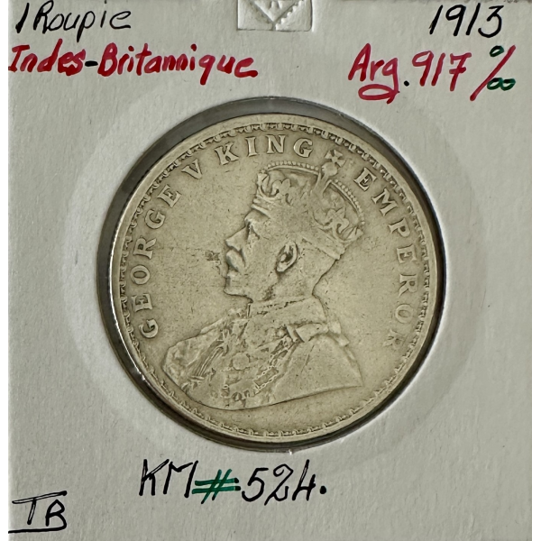 INDE BRITANNIQUE - 1 ROUPIE 1913 -...