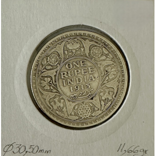 INDE BRITANNIQUE - 1 ROUPIE 1913 - Pièce de Monnaie en... 2
