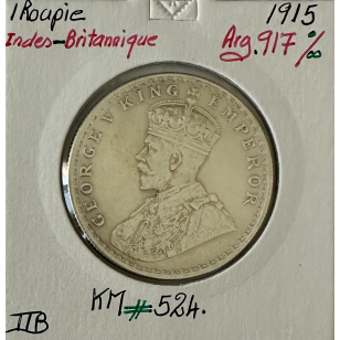 INDE BRITANNIQUE - 1 ROUPIE 1915 - Pièce de Monnaie en...