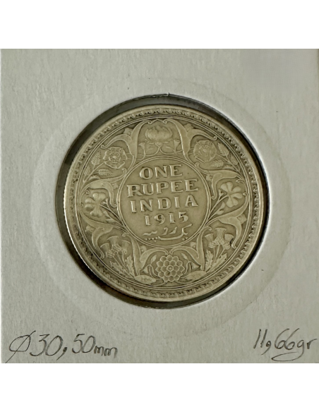 INDE BRITANNIQUE - 1 ROUPIE 1915 - Pièce de Monnaie en Argent // Qualité : TTB