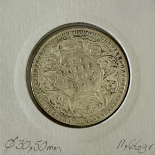 INDE BRITANNIQUE - 1 ROUPIE 1942 - Pièce de Monnaie en... 2