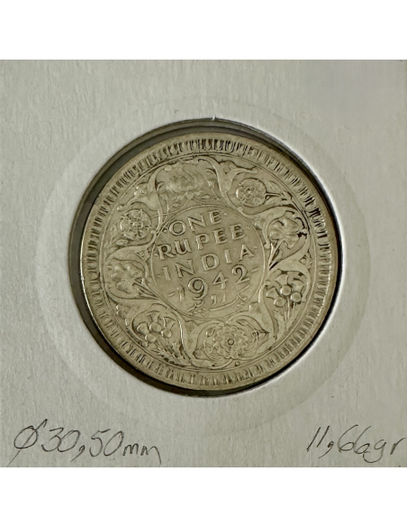 INDE BRITANNIQUE - 1 ROUPIE 1942 - Pièce de Monnaie en Argent // Qualité : TTB