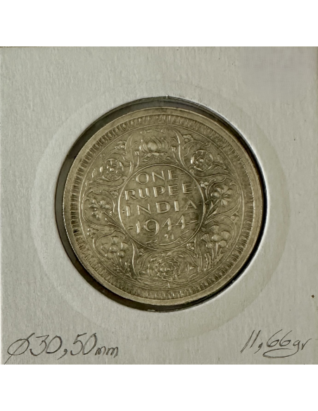 INDE BRITANNIQUE - 1 ROUPIE 1944 L - Pièce de Monnaie en Argent // Qualité : TTB