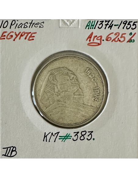 EGYPTE - 10 PIASTRES 1955 (AH 1374) - Monnaie en Argent // Qualité : TTB
