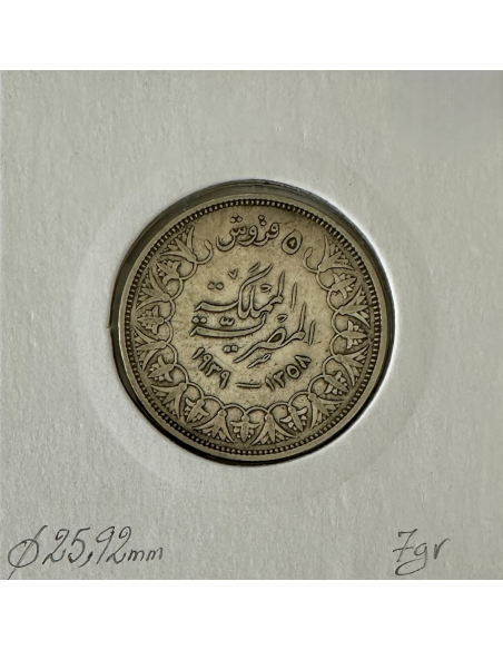 EGYPTE - 5 PIASTRES 1939 (AH 1358) - Monnaie en Argent // Qualité : TTB