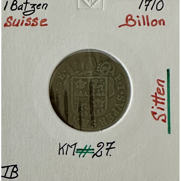 SUISSE SITTEN - 1 BATZEN 1710 - Pièce...